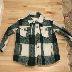 Avec Les Filles Plaid Green Shacket